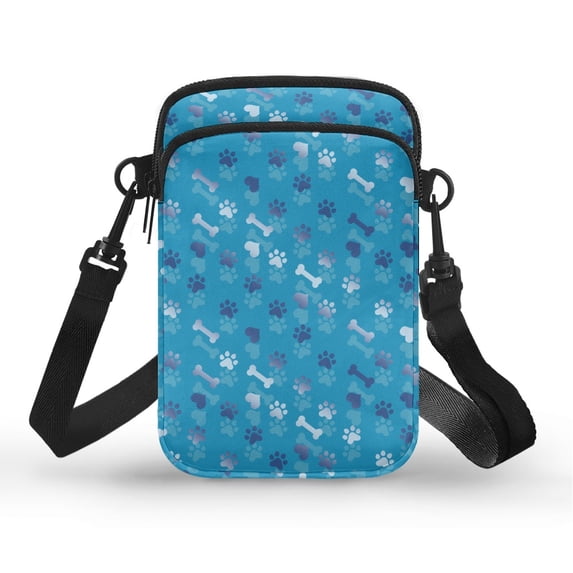 HELLHERO Adjustable Strap Adjustable Crossbody Bag Polyester, Trendy Underarm Shoulder Bag, Paw Prints Bone Patterns