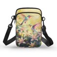 thumbnail image 1 of HELLHERO Adjustable Strap Cross Body Purse Adults Polyester Daily Commute or Casual Outings 4.33x1.97x7.09 Adjustable Shoulder Strap, Hummingbirds and Lilies, 1 of 7