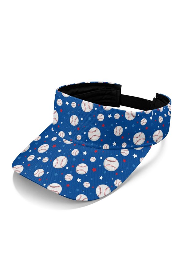 Adjustable Strap Sun Visor Cap for Sports Beach, Polyester Fabric Lightweight Sun Visor Hat, Baseball Stars Pattern