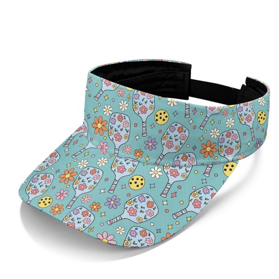 HELLHERO Adjustable Sun Visor Cap for Sports Golf, Polyester Fabric Breathable Visor Hat, Floral Pickleball Paddle
