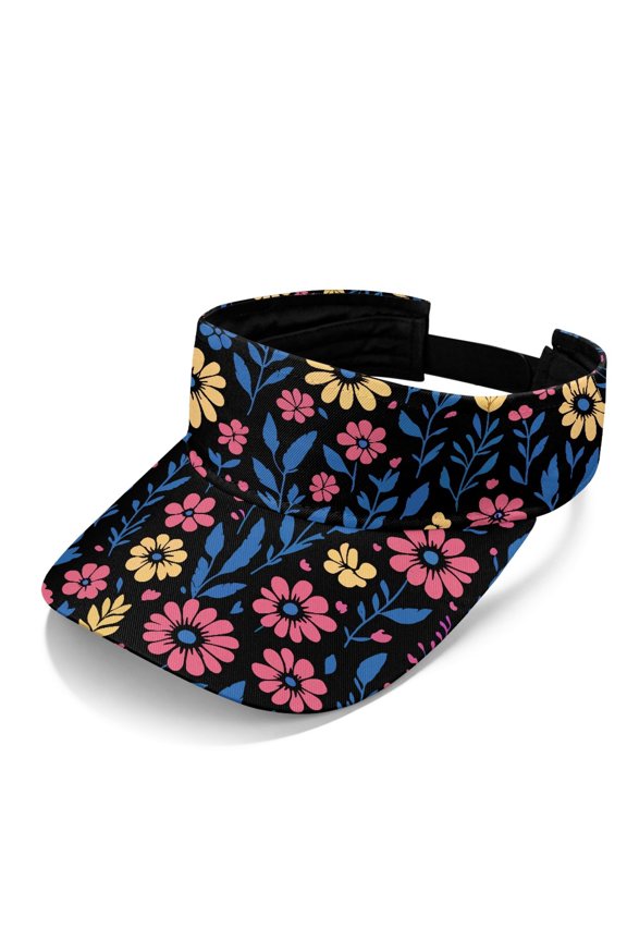Adjustable Sun Visor Hat for Outdoor Adventures Golf, Polyester Fabric All-Day Wear Empty Crown Cap, Floral Pattern