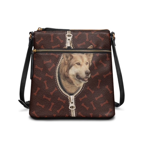 HELLHERO Akita Dog Bone Women's Shoulder Crossbody Bag, PU Leather Waterproof Durable Zipper Purse for Everyday Use and Short Journeys