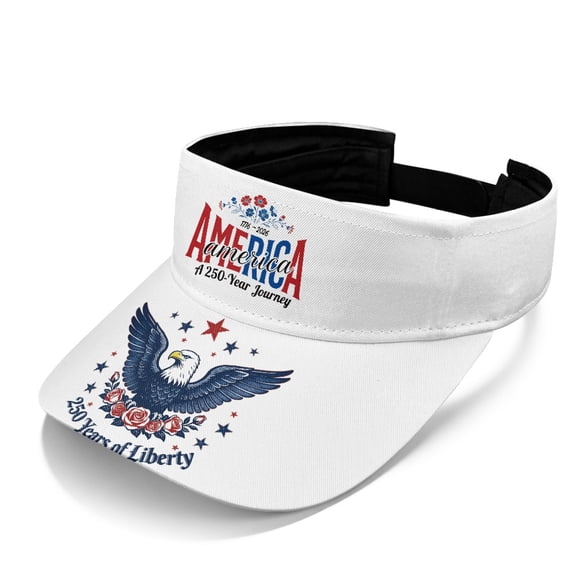 HELLHERO American Bald Eagle Pattern Sport Cap, Breathable Sun Visor Cap Polyester Fabric Lightweight Adjustable Strap Sun Visor Hat for Golf