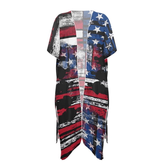 HELLHERO American Flag Design Bikini Cover Up High Quality Fabrics Fashion Free Size Long Kimono Swimsuit Cover Up for Women