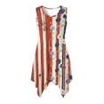 thumbnail image 1 of HELLHERO American Flag Drip Print Summer Sleeveless Sundress for Daily Wear Party, Side Pockets Pleated Asymmetric Hem Midi Dress, 1 of 8