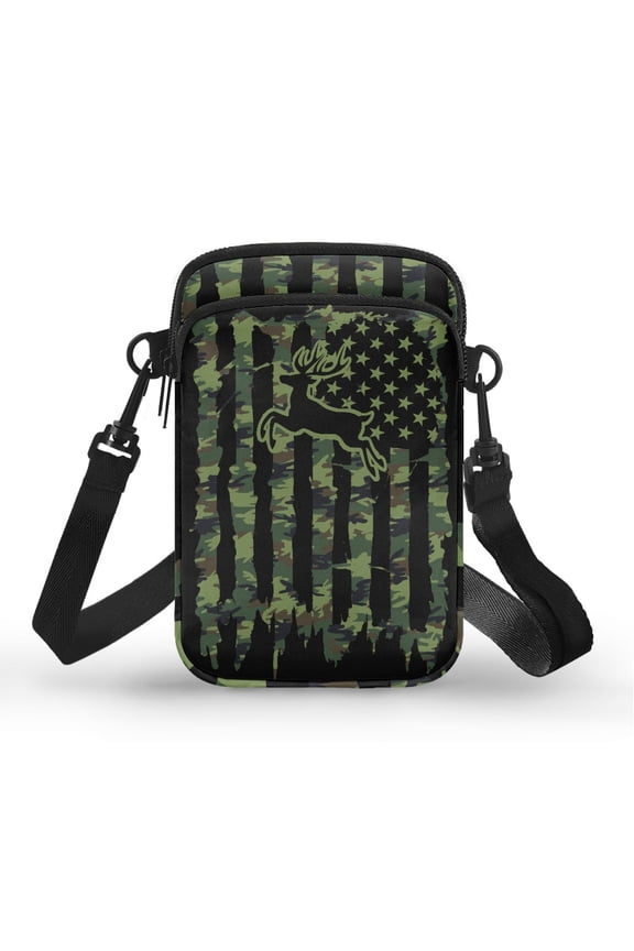 American Flag Pattern Crossbody Bags Polyester Double Zipper Travel Crossbody Purse for Casual Travel