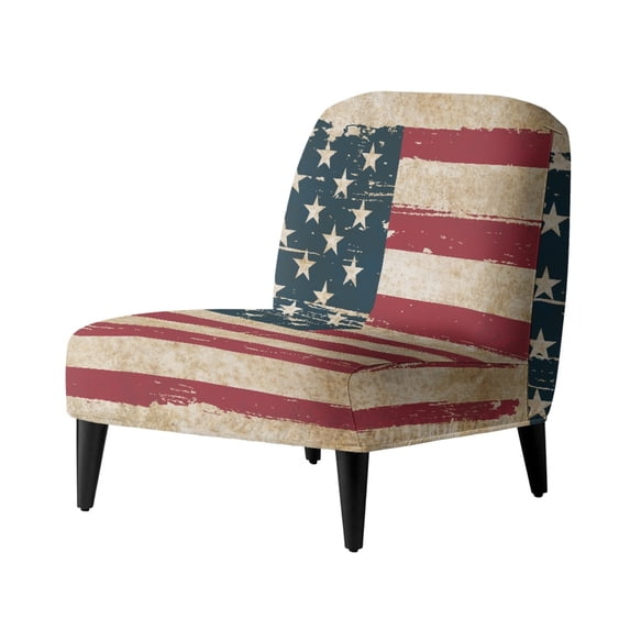 HELLHERO American Flag Vintage Dustproof Armless Accent Chair Cover with Stain Protection, Anti-Wrinkle Armless Accent Slipper Chair Cover Slipcover