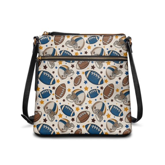 HELLHERO American Football Pattern PU Leather Crossbody Purse Shoulder Purse, Waterproof Adjustable Strap Purse Satchel Fashion for Daily Commute Dating