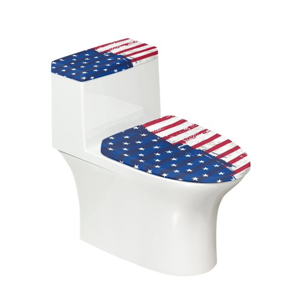 HELLHERO American flag Toilet Cover & Elastic Edge Toilet Bowl Cover for Toilet, Elastic Fabric, Machine Washable