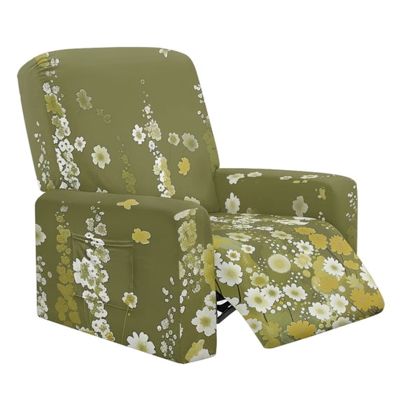 HELLHERO Anti Stain 4 Pack Recliner Chair Slipcover for Pet, Polyester Spandex Durable Recliner Chair Covers for Home, Vintage Wild Floral Print