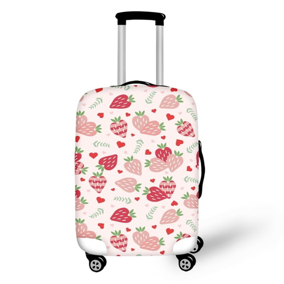 HELLHERO Anti Wear Suitcase Cover for Travel Airport, Polyester Bottom Zipper Luggage Cover, Strawberry Pattern