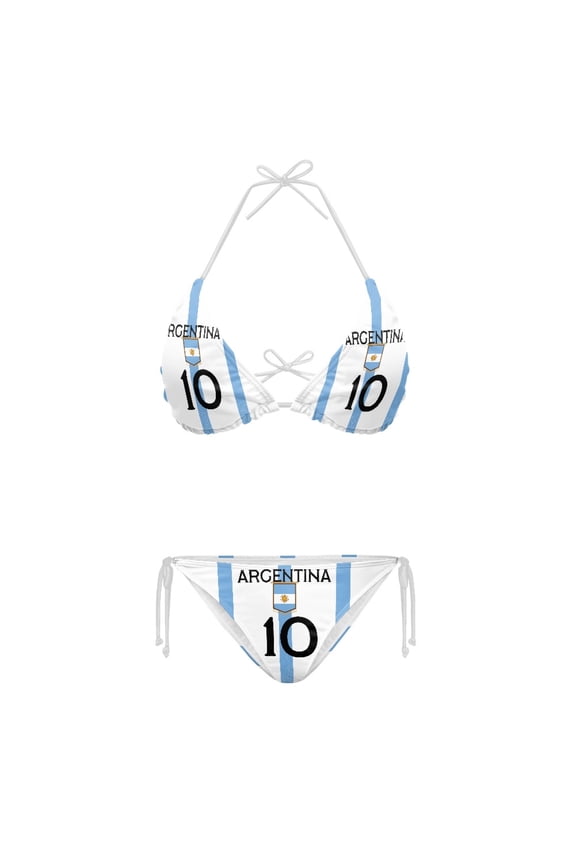 Argentina Themed Print Ladies Bikini Swimsuit Set Lightweight Two Piece Swimwear Triangle Bathing Suit for Women Summer Beach Swim Wear