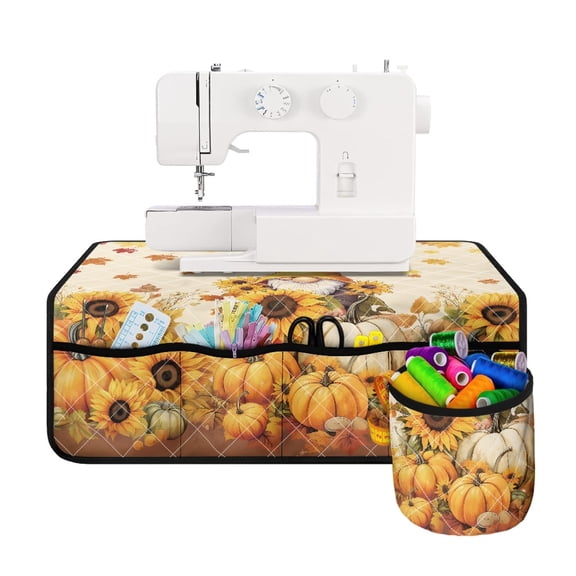 HELLHERO Autumn Gnome Garden Sewing Machine Pad Storage Bag Store Thread Small Scissors Durable for Wife Mom, Thanksgiving Day