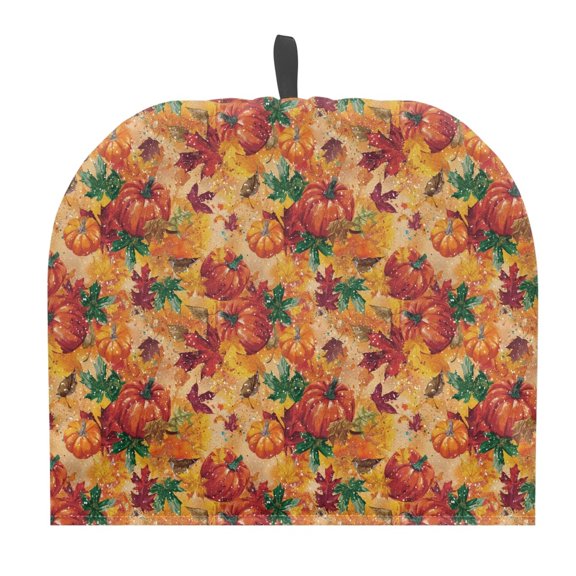 HELLHERO Autumn Pumpkin Leaves Tea Cozies Covers Polyester Canvas Keep Warm Lightweight Keep Warm for Home Décor
