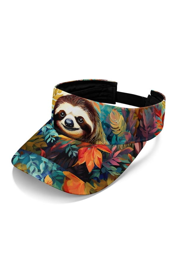 Autumn Sloth Adjustable Strap Sun Visor Hat for Outdoor Sports Cycling, Breathable Durable Visors Hats