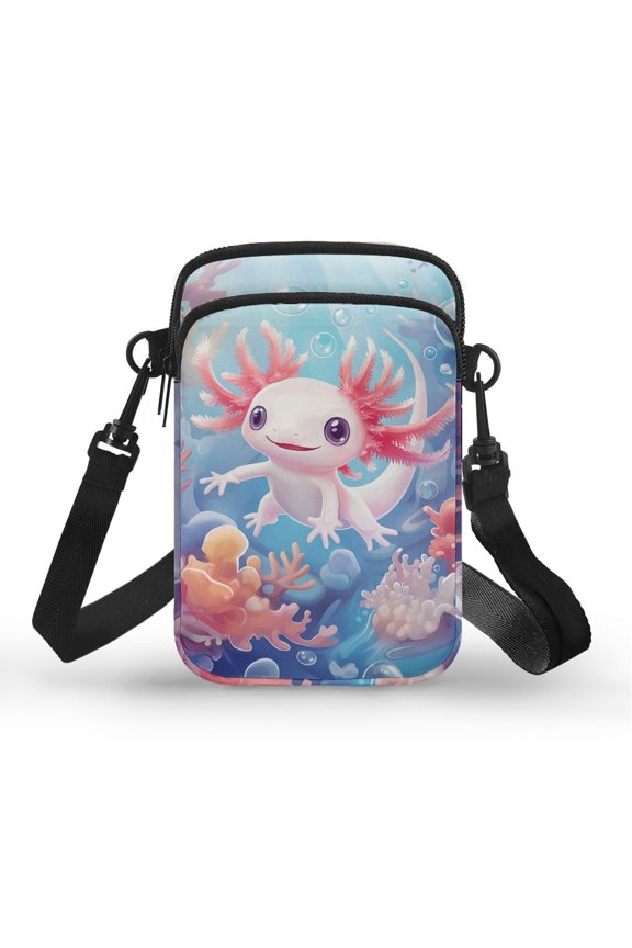 Axolotl in Coral Reef Underarm Shoulder Bag for Women Adjustable Shoulder Strap Shoulder Bags Polyester Double Zipper