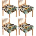 thumbnail image 1 of HELLHERO Aztec Sunflower Cow Print Seat Covers for Dining Room Chairs, Protective Chair Covers Seat Slipcovers for Home, Kitchen Chair Protector Set of 4, 1 of 7