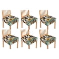 thumbnail image 1 of HELLHERO Aztec Sunflower Cow Print Seat Covers for Dining Room Chairs, Protective Chair Covers Seat Slipcovers for Home, Kitchen Chair Protector Set of 6, 1 of 7