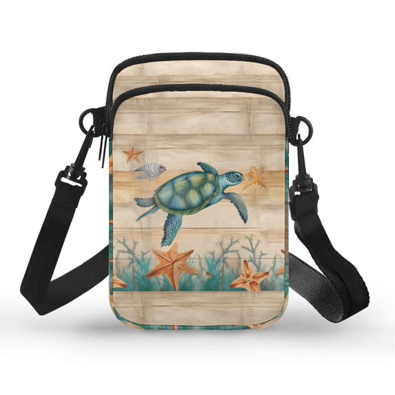 HELLHERO (Bag Only) Crossbody Bag Polyester, Trendy Crossbody Sling Bags, Turtle Starfish Wood