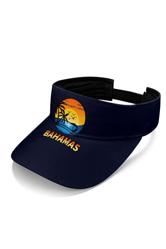 Bahamas Sunset Palm Sun Visor Hat, Lightweight Sun Visor Cap Polyester Fabric Adjustable Adjustable Strap Sports Visor Hat for Tennis