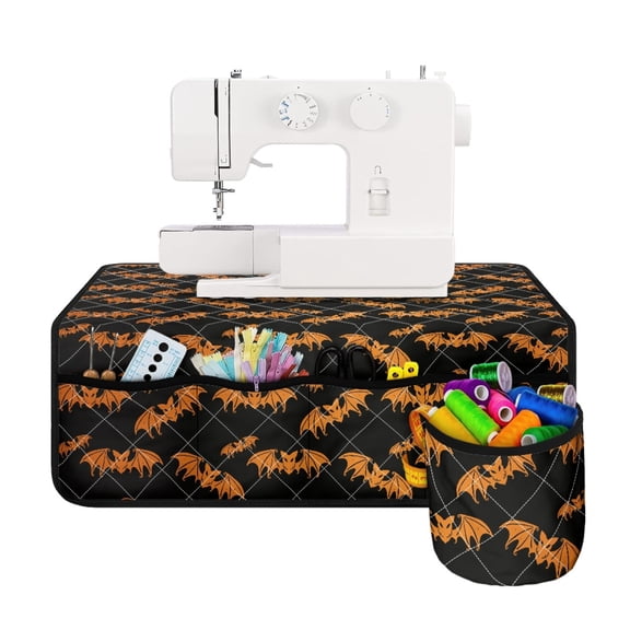 HELLHERO Bat Pattern Design Sewing Machine Pad Beautiful & Practical Fusion Non Slip Store Bobbins Thread Small Scissors for Most Sewing Machines for Wife Mom