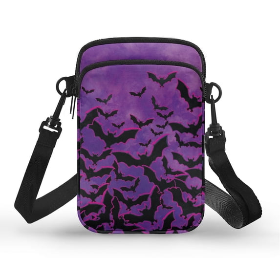 HELLHERO Bat Pattern Design Underarm Shoulder Bag, Double Layer, Casual Travel Polyester 4.33x1.97x7.09