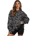 thumbnail image 1 of HELLHERO Bat Spider Web Print Sweatshirt for Women Soft Loose Crewneck Pullover Tops Casual Warm Long Sleeve Sweatshirt Size XL, 1 of 7