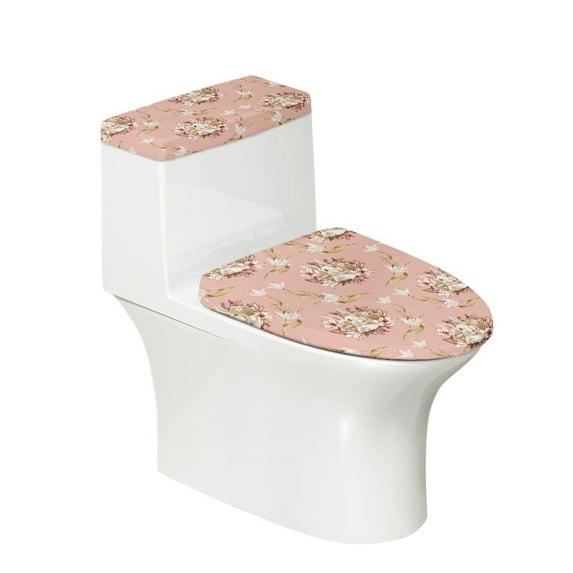 HELLHERO Bathroom Toilet Lid Cover & Toilet Seat Covers Set with Universal Elastic Fabric for Non-Slip, Elastic Installation