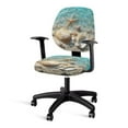 thumbnail image 1 of HELLHERO Beach Seashell Print Office Chair Cover, Starfish Print Elastic Fit Desk Computer Chair Slipcover, Removable Office Chairs Seat and Back Cover Set, Blue, 1 of 7