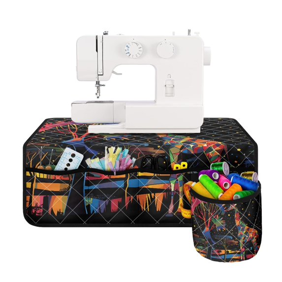 HELLHERO Beautiful & Practical Fusion Sewing Machine Pad Organizer Foldable Polyester Fabric Lightweight Colorful Sunflower Design for Friend Family Gift Household