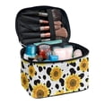 thumbnail image 1 of HELLHERO Beauty Brush Holder Cosmetic Makeup Organizer Bag Portable Makeup Cosmetic Bag Organizer Effortless Organization (Cow Print Sunflower Pattern), 1 of 6