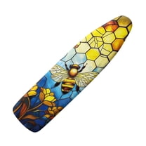 HELLHERO Bee 15" x 54" Ironing Board Cover, 3 Pairs of Hook and Loop Fastener Straps,Elastic Edges, Iron Board Cover with Scorch Resistant Thick Padding