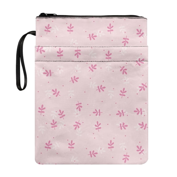 HELLHERO Bible Case Bag, 1pcs Polyester Fabric Zipper Reusable for Journal, 11.42 x 8.66 Inch, Pink Leaf Print