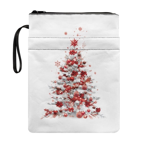 HELLHERO Bible Case Bag Storage & Portability with Book Protection Polyester Book Carrying Case for Friend Bible or Book Waterproof 11.42 x 8.66 Inch, Red Christmas Tree