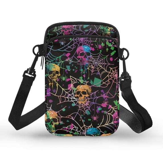 HELLHERO Birthday Gift Holiday Present with Shoulder Strap Women Crossbody Bag Vintage for Travel Skull Spider web