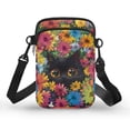 thumbnail image 1 of HELLHERO Black Cat Flower Adult Women Shoulder Bag, Double Zipper Sling Bag, Outdoor Daily Use, 1 of 7