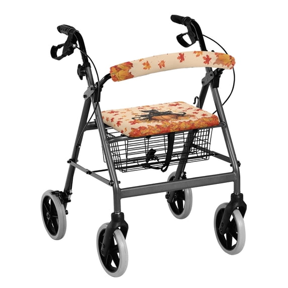 HELLHERO Black Cat Pumpkin Backrest Covers Walker Covers for Elder Dust Proof Stretchable Material for Moisture Wicking