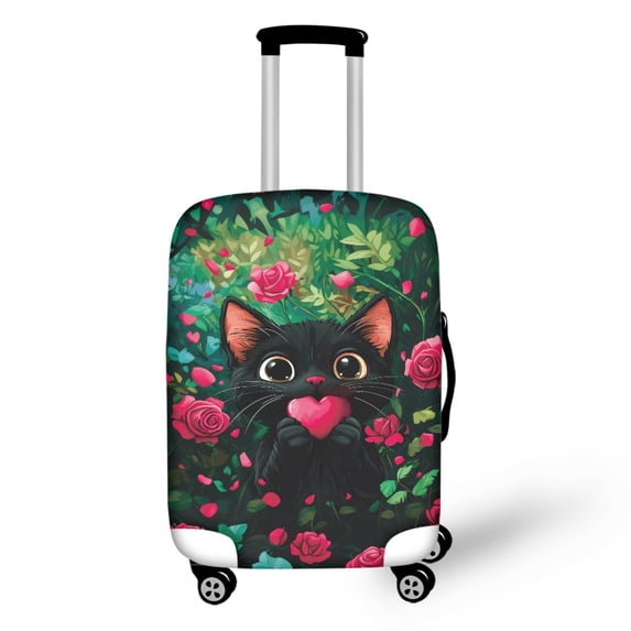 HELLHERO Black Cat Rose Baggage Covers Polyester Anti Stain Quick Disassembly Luggage Protective Case for Family