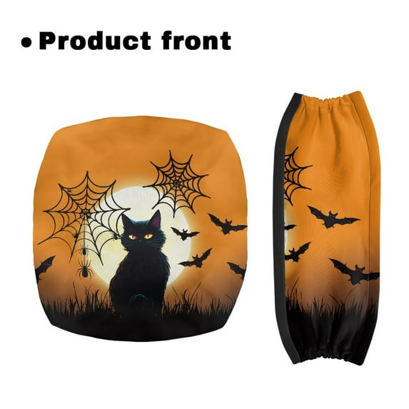 HELLHERO Black Cat Seat & Backrest Cover Set & Back Rest Covers with Removable and Washable Machine Washable Washable Breathable