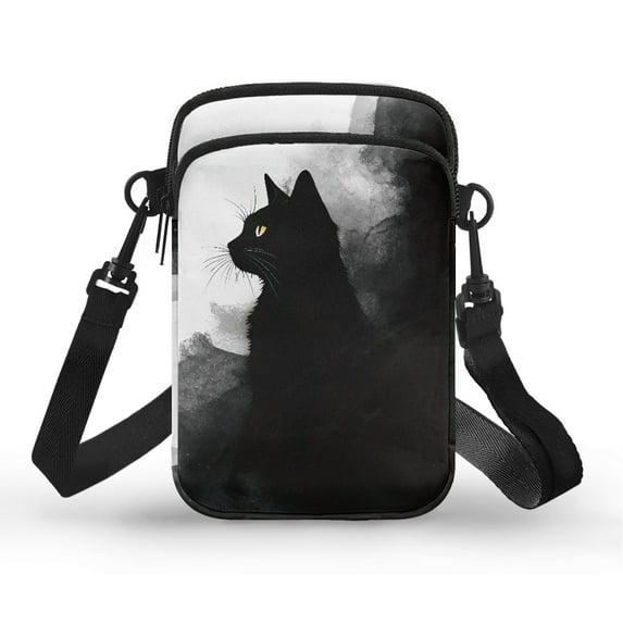 HELLHERO Black Cat Women Shoulder Bag for Men, Women Leakproof Messenger Bag Outdoor Holiday Travel Polyester Double Layer Adult 4.33x1.97x7.09