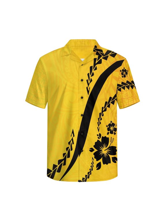 Black Floral Breathable Men's Short Sleeve Button Down Shirt, Moisture Wicking Sweat Wicking Men's Short Sleeve Shirt for Beach Travel Resort