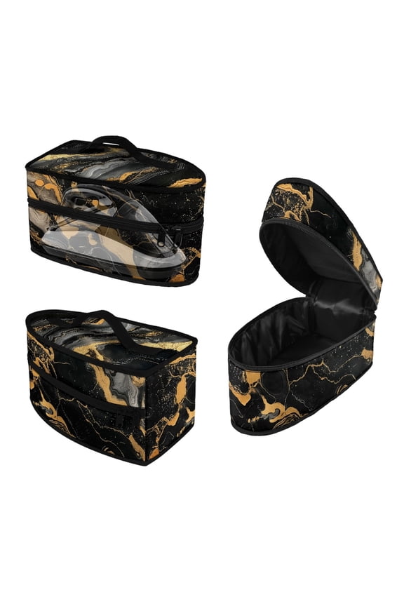 Black Gold Marble Protective Case Ironing Machine Storage Bag Polyester Irons Accessories Most Iron Home Organization Storage Solution, Case Only