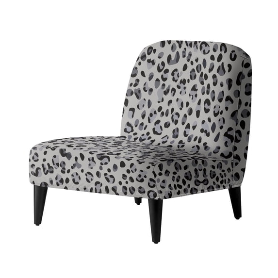 HELLHERO Black and Gray Leopard Print Dustproof Easy Installation Armless Accent Chair Washable Cover Stain Protection Armless Accent Chair Cover for Armless Chair