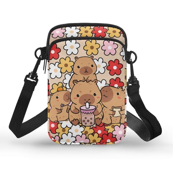 HELLHERO Black Horse Silhouettes Sunflowers Sling Bag Polyester Double Layer for Daily Use