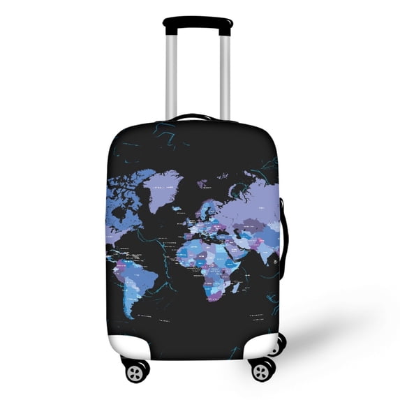 HELLHERO Black Map Continental Anti-scuff Travel Baggage Cover for Kids, All Size Easy Washing Anti Scuff Travel Luggage Cover