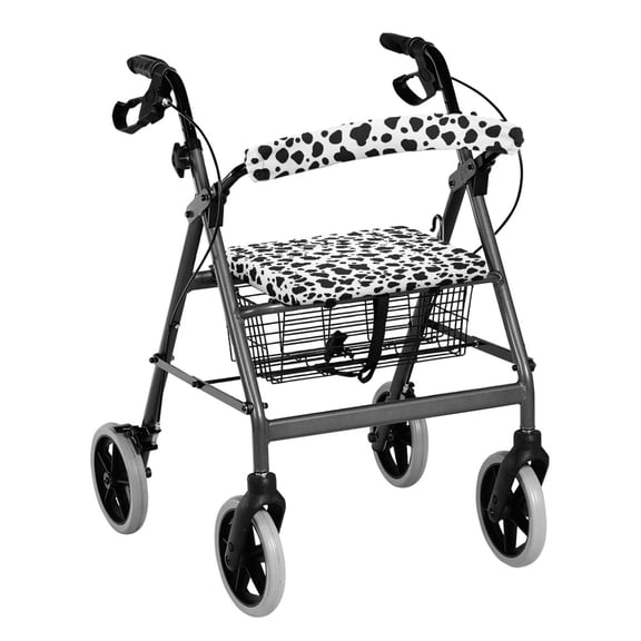 HELLHERO Black and White Spots Rollator Seat Back Cover Rollator Walker Seat Back Cover Easy Fit for Outdoor Park Stain Proof Easy to Use