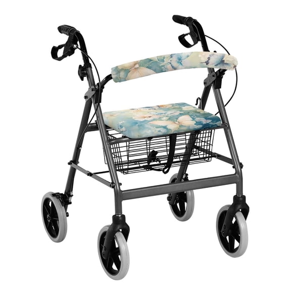 HELLHERO Blue Butterfly Blossom Rollator Walker Seat Back Cover Non-Slip Fit Seat Back Cover & Non-Slip Cover for Elderly Adults with Soft Dust Proof