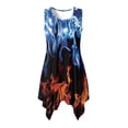 thumbnail image 1 of HELLHERO Blue Fire Irregular Hem Sundress, Side Pockets Sleeveless Sundress with With Side Pockets Round Neck for Cocktail Party, 1 of 8
