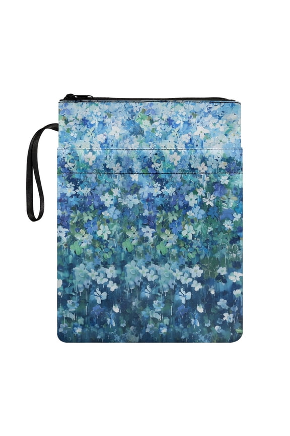 Blue Flowers Book Sleeve Protector Pouch with Washable for Classmate Book Cover Sleeve Carrying Book Case Book Carrying Case for Home Study & Portable Organization Book Organzier Holder