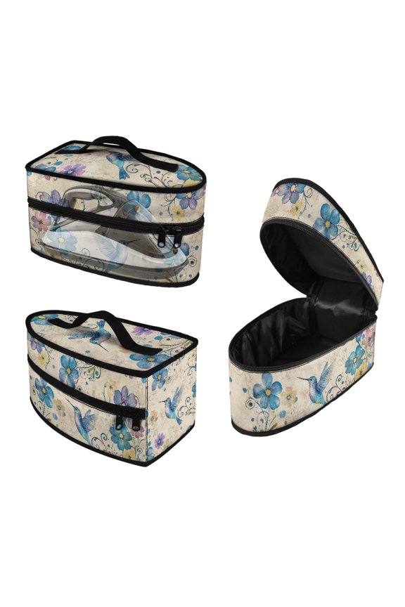 Blue Hummingbird and Floral Handheld Steamer Iron Storage Bag (11.8x6.69x5.5 In) Easy Storage Cleaning for Handheld Garment Steamer(Case Only)